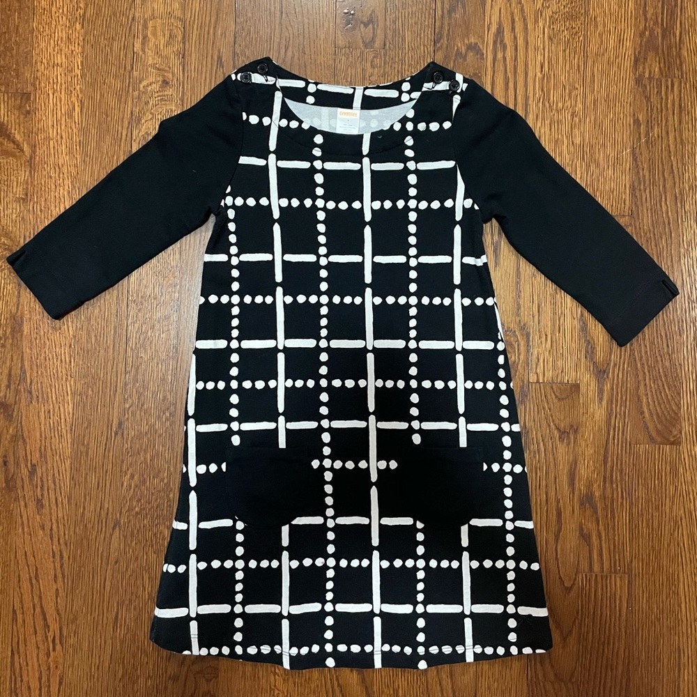 Black and White Patterned Long-Sleeve Dress from Gymboree